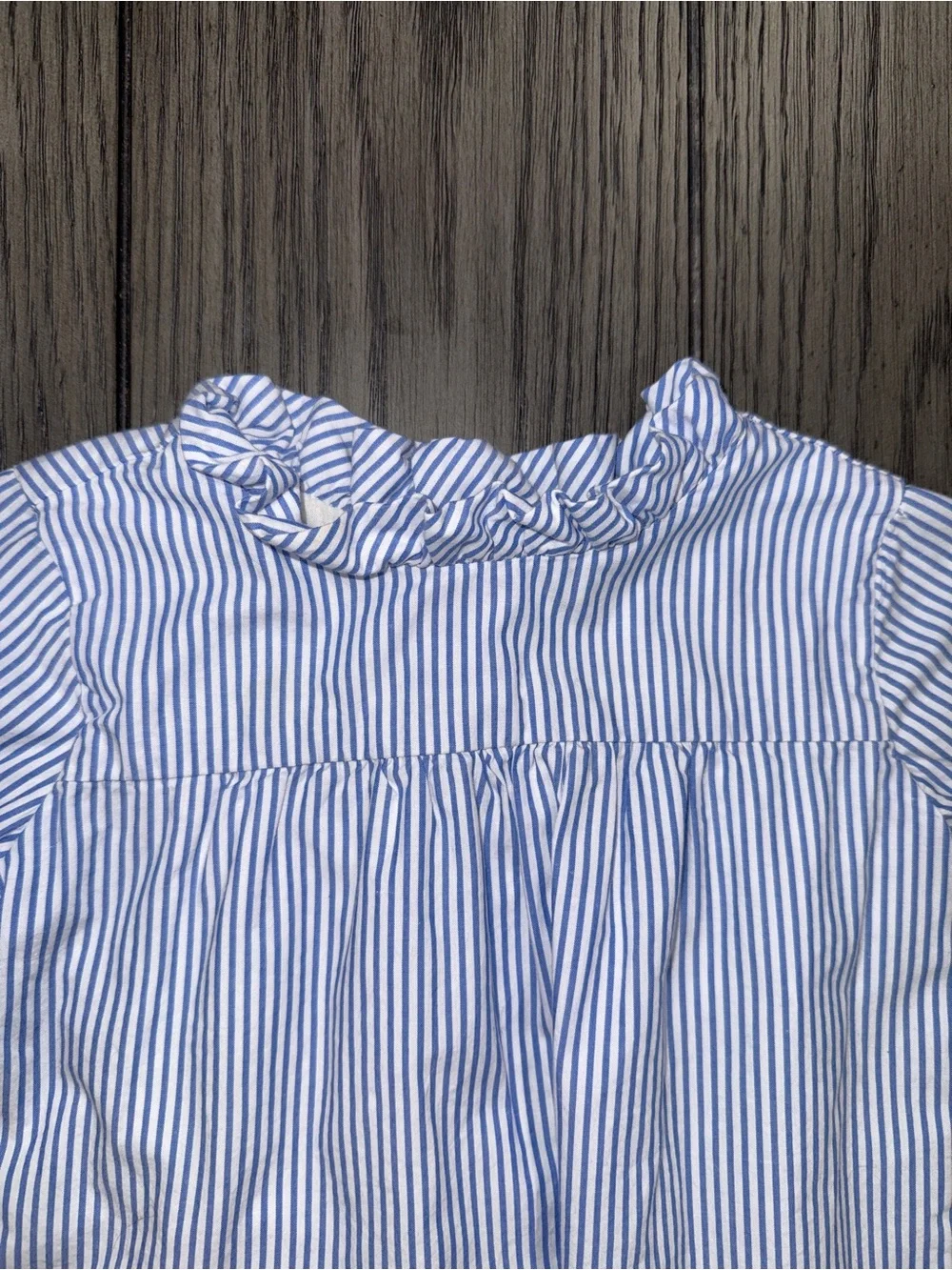 Janie and Jack Sky Blue Striped Ruffle Top Size 12-18 Months